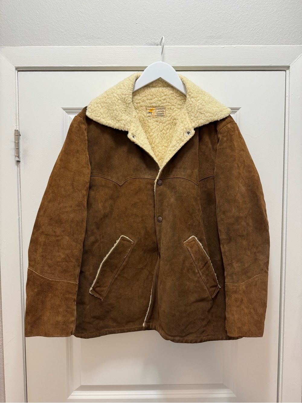Vintage Simco Suede Leather Jacket Sherpa Lined Coat Heavy